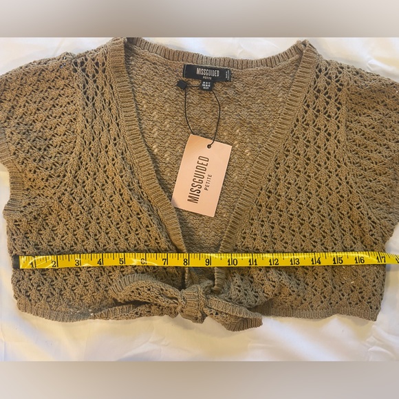 Missguided Pointelle Matching Set Tan Crotchet Crop Top & Skirt Size 6/8 petite - Picture 9 of 15